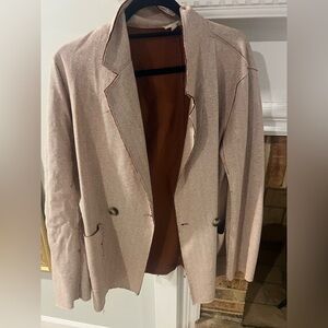 Hem & Thread Herringbone Cream Blazer